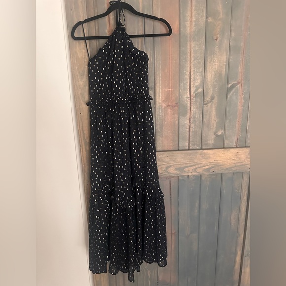 VICI dolls NEVER WORN NWOT REMARKABLE METALLIC DETAILED HALTER MIDI DRESS - NAVY - Picture 7 of 11